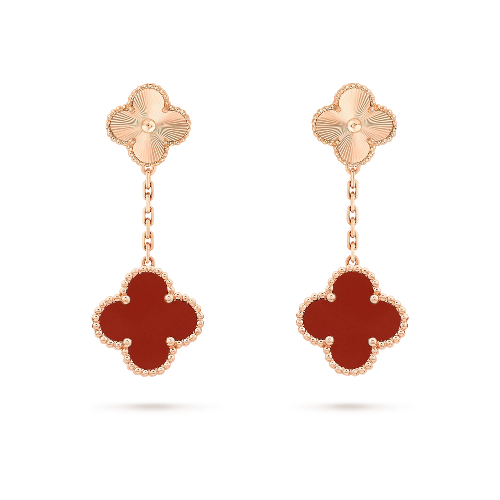 [Marin]BOUCLES D'OREILLES CLOVER 2 MOTIF LASER CORNALINE