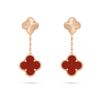 [Marin]BOUCLES D'OREILLES CLOVER 2 MOTIF LASER CORNALINE