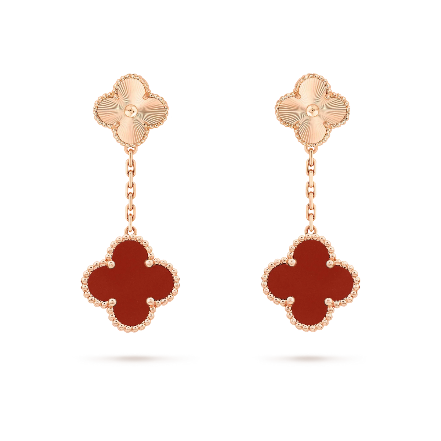 [Marin-Jewelry]CLOVER 2 MOTIF  LASER CARNELIAN EARRINGS