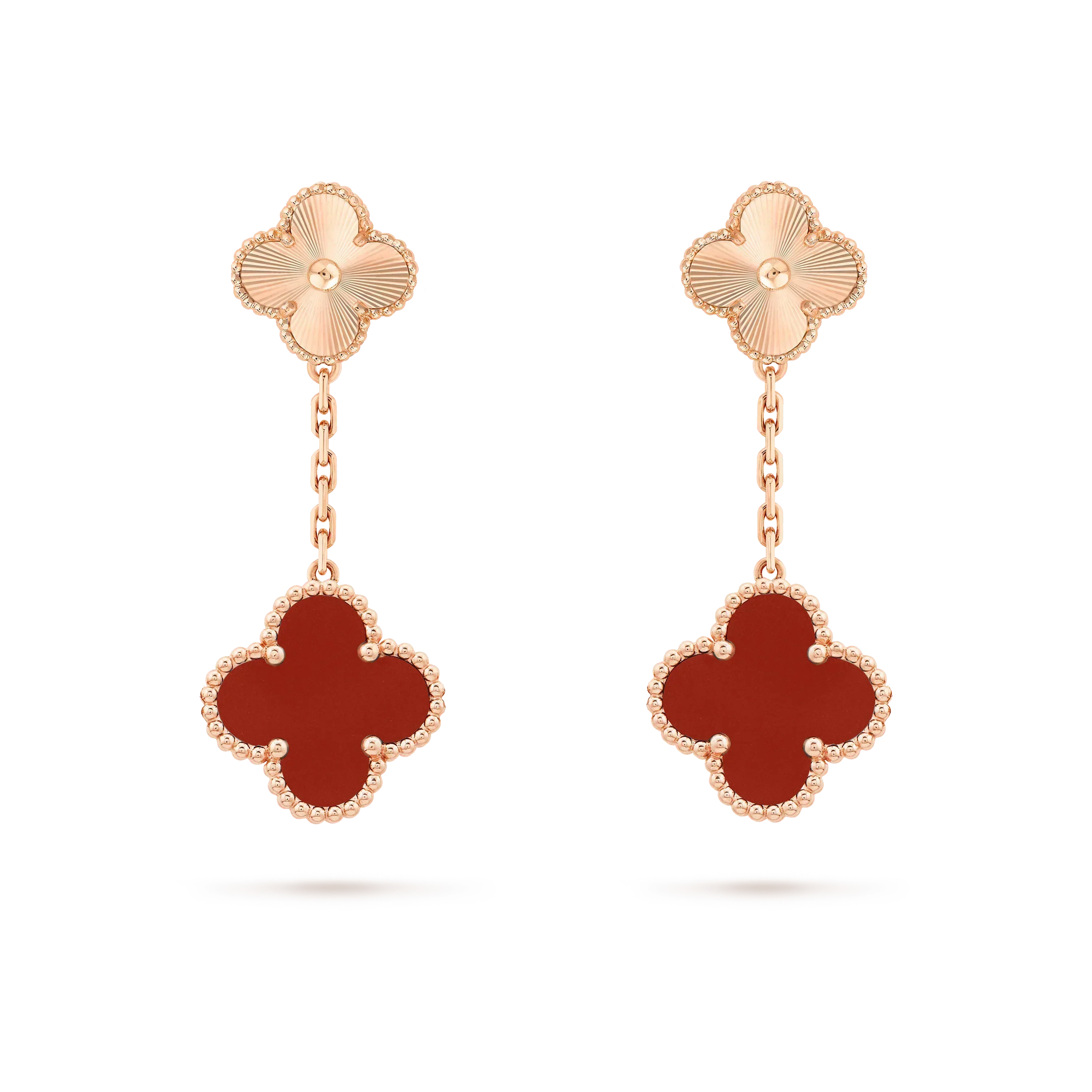 [Marin]BOUCLES D'OREILLES CLOVER 2 MOTIF LASER CORNALINE