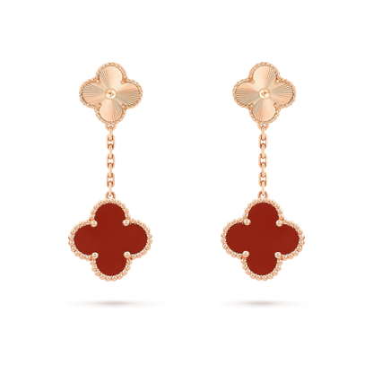 [Marin-Jewelry]CLOVER 2 MOTIF  LASER CARNELIAN EARRINGS