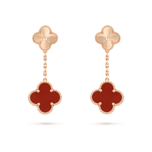 [Marin]CLOVER 2 MOTIF  LASER CARNELIAN EARRINGS
