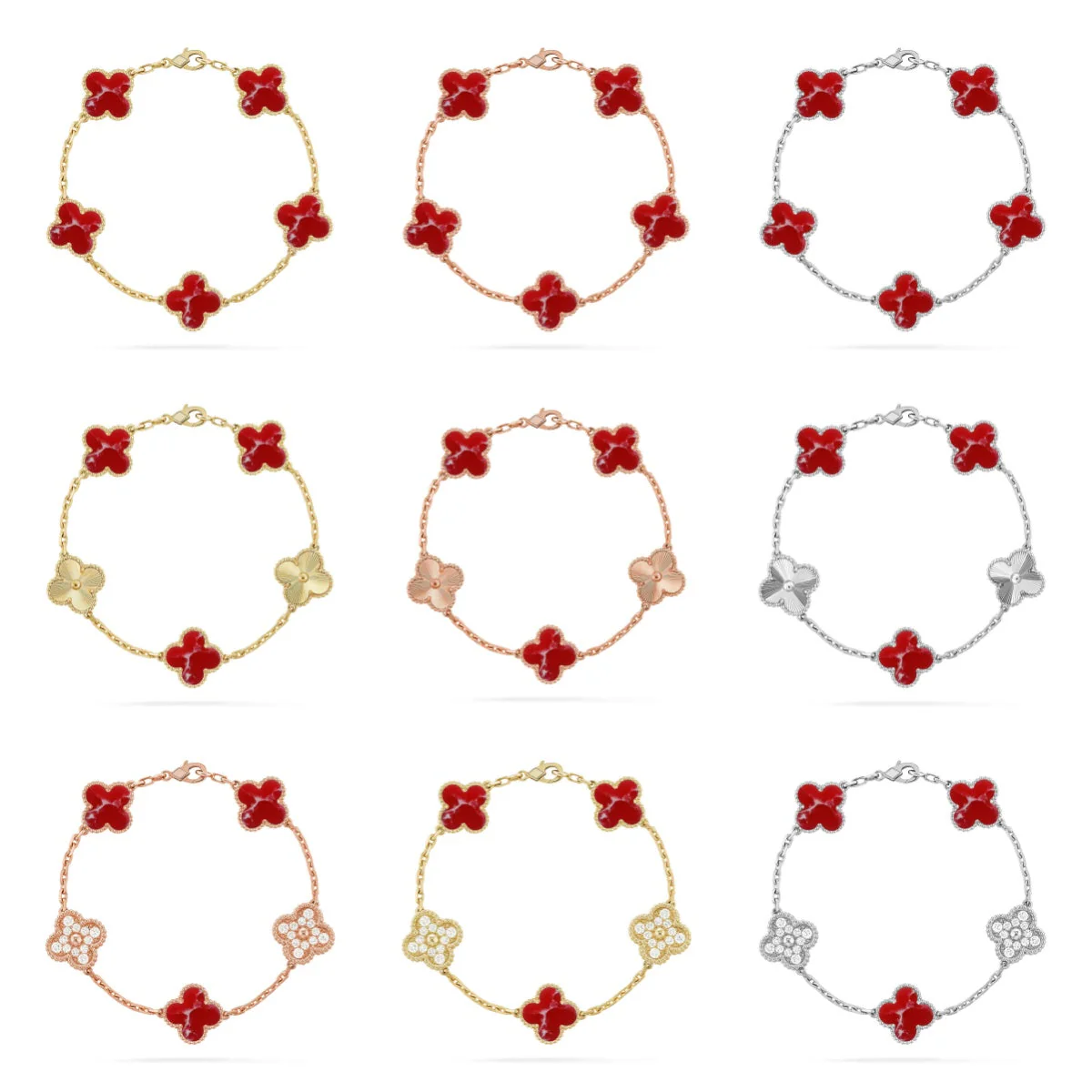 [Marin]CLOVER 5 MOTIF RED PATTERN BRACELET COLLECTION