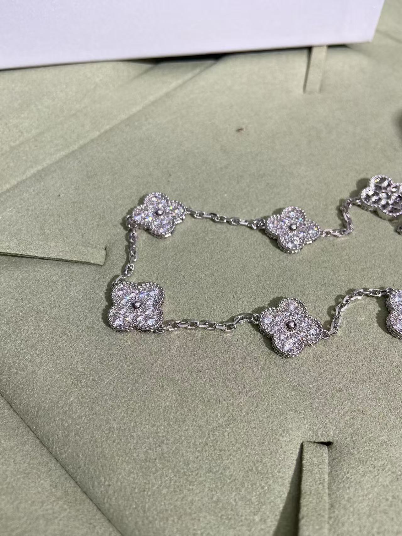 [Marin Jewelry]クローバー10モチーフ フルダイヤモンドネックレス