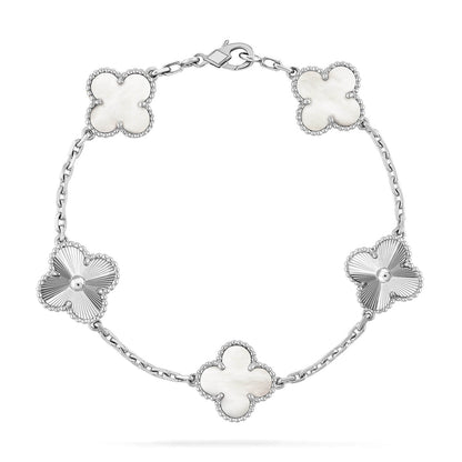 [Marin-Jewelry]CLOVER WHITE PEARL MOP 5 MOTIF BRACELET COLLECTION
