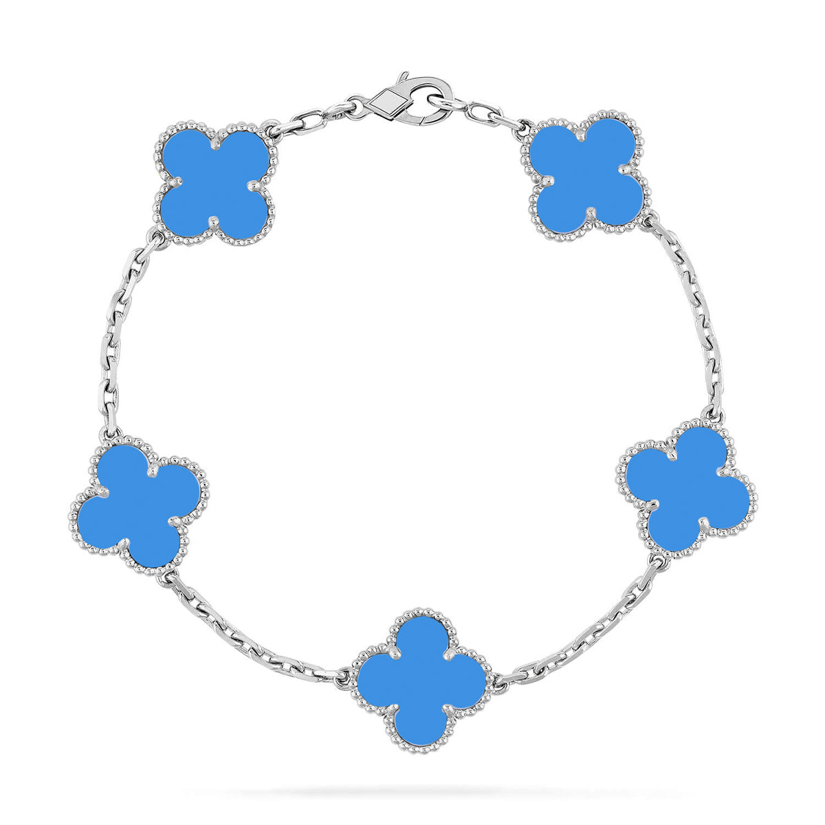 [Marin-Jewelry] クローバー5モチーフ ブルーアゲートブレスレットコレクション