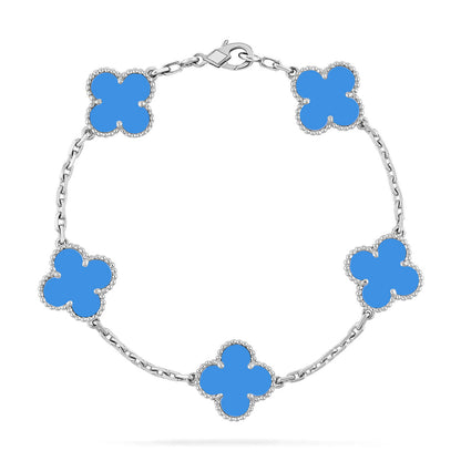 [Marin-Jewelry] クローバー5モチーフ ブルーアゲートブレスレットコレクション