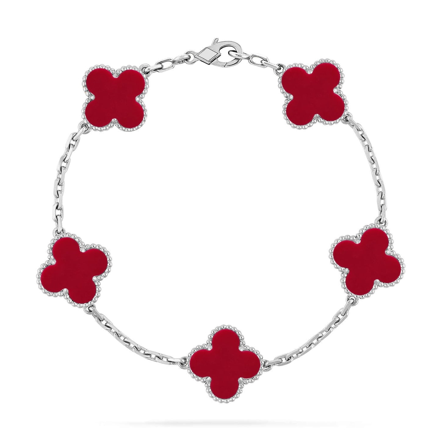 [Marin-Jewelry] CLOVER 5 MOTIF RED CORNELIAN BRACELET COLLECTION