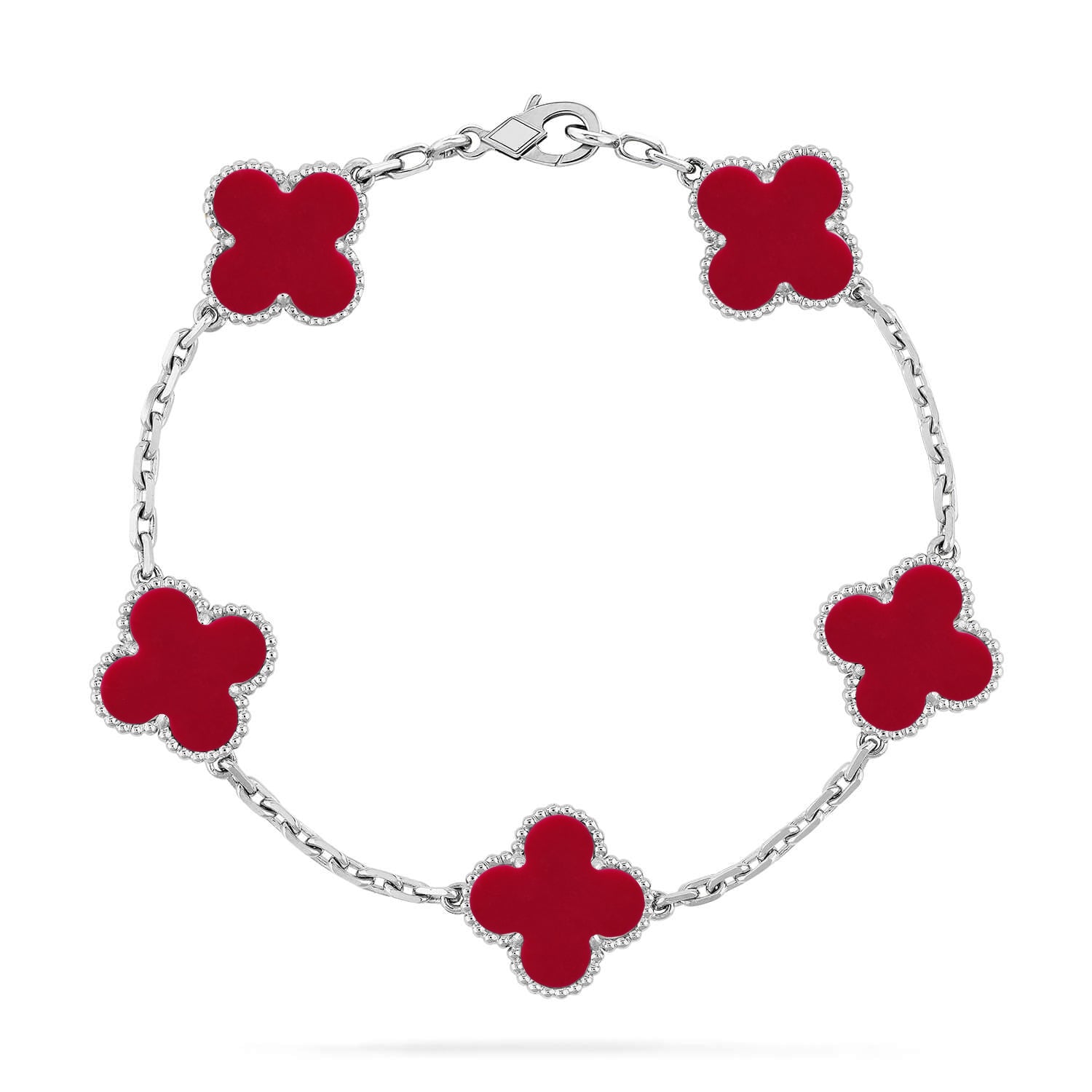 [⭐Shinejoy] CLOVER 5 MOTIF RED CORNELIAN BRACELET COLLECTION