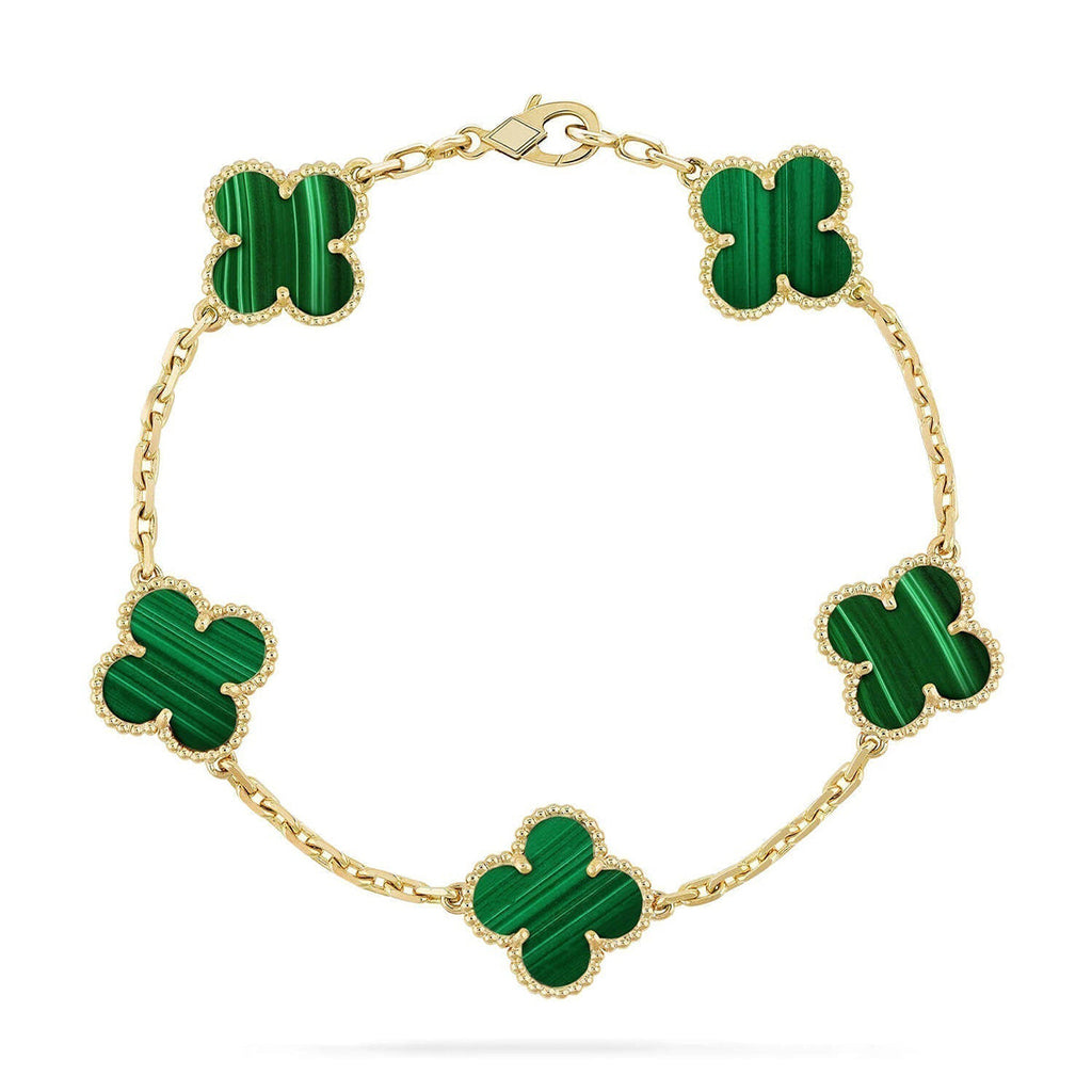 [⭐Shinejoy] COLLECTION DE BRACELETS CLOVER 5 MOTIFS MALACHITE