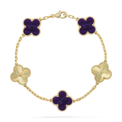 [Marin-Jewelry]クローバー5モチーフ パープルストライプス ブレスレットコレクション