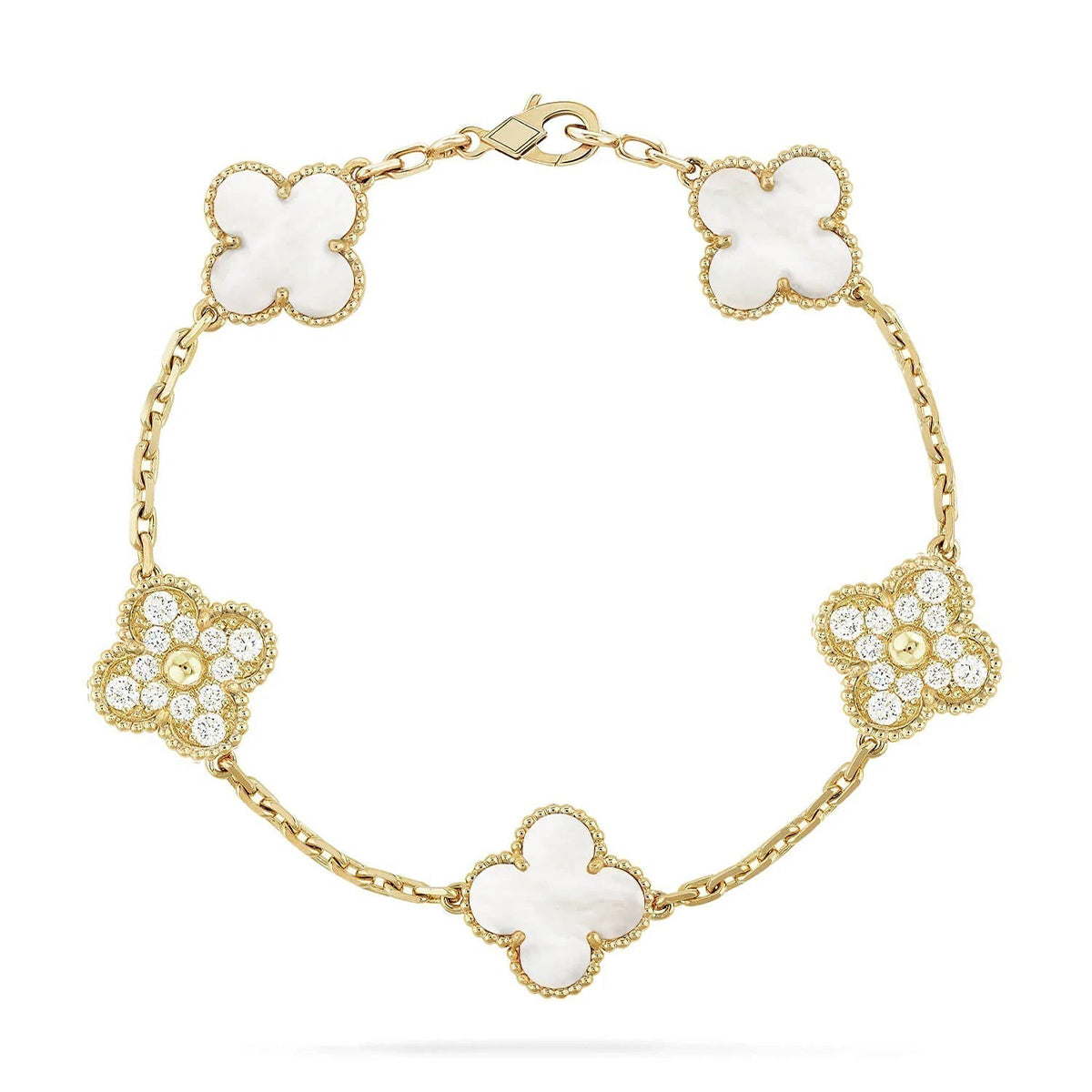 [Marin]CLOVER WHITE PEARL MOP 5 MOTIF BRACELET COLLECTION