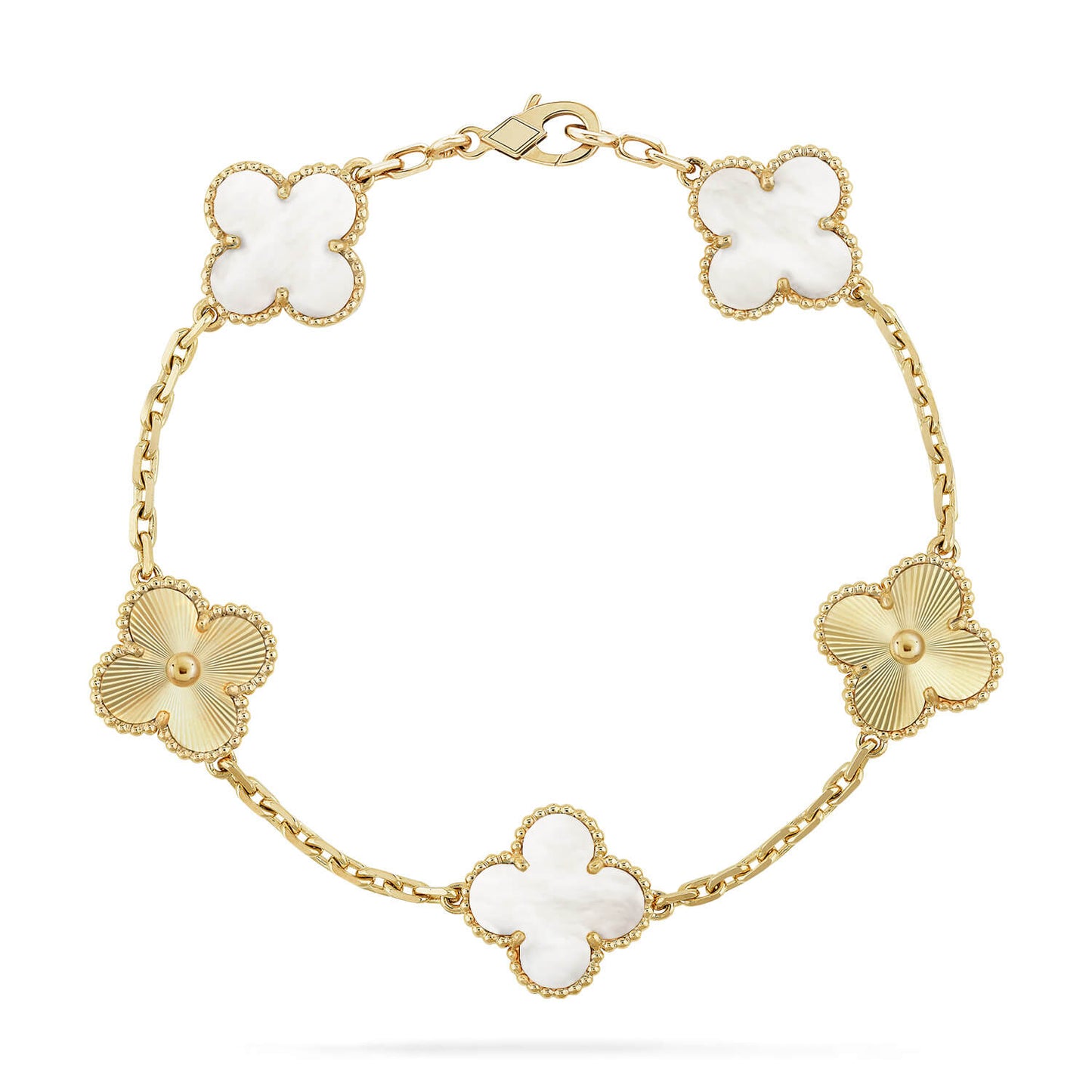 [Marin-Jewelry]CLOVER WHITE PEARL MOP 5 MOTIF BRACELET COLLECTION