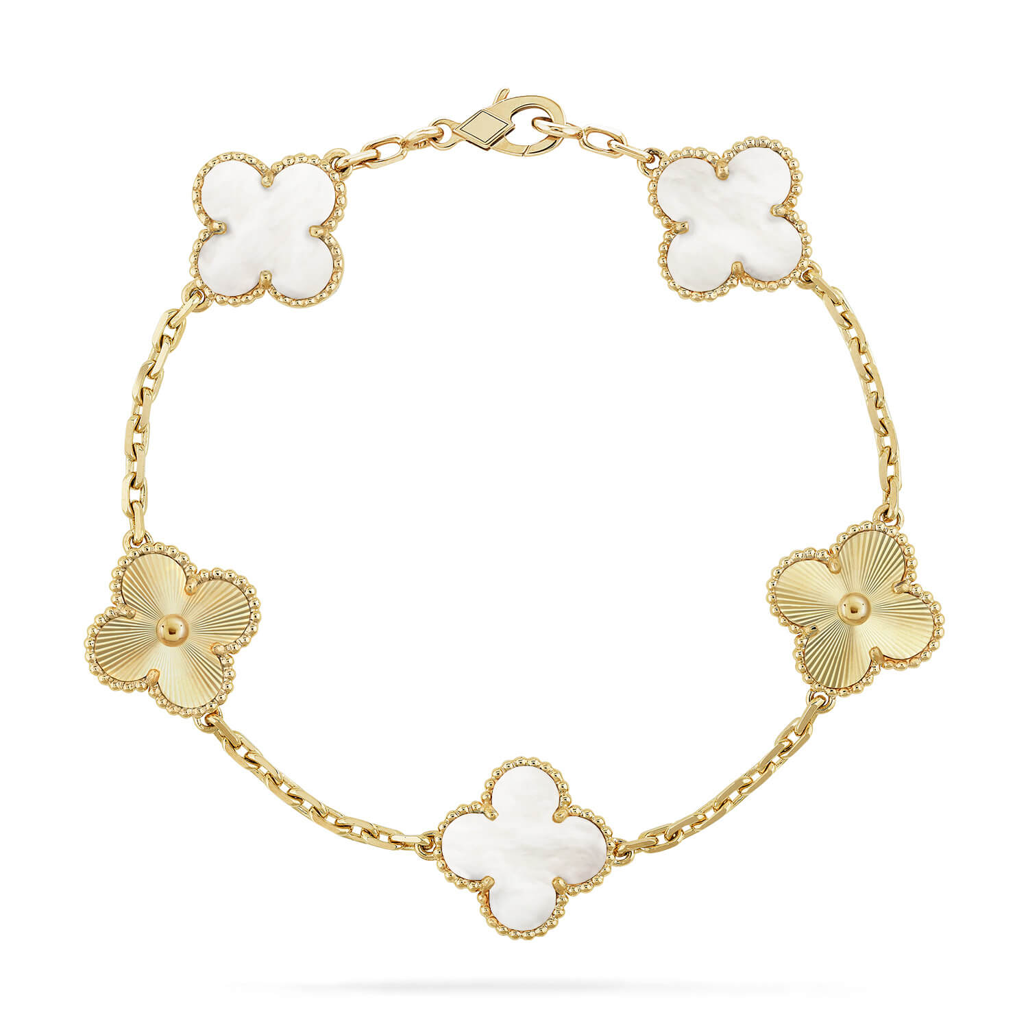 [⭐Shinejoy]CLOVER WHITE PEARL MOP 5 MOTIF BRACELET COLLECTION