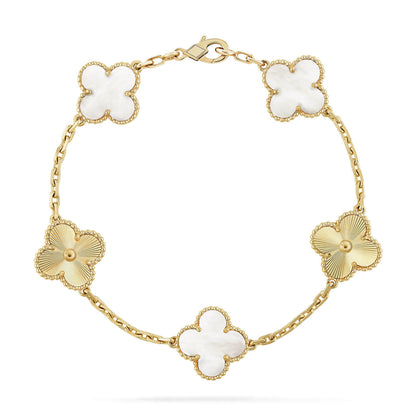 [Marin-Jewelry]CLOVER WHITE PEARL MOP 5 MOTIF BRACELET COLLECTION