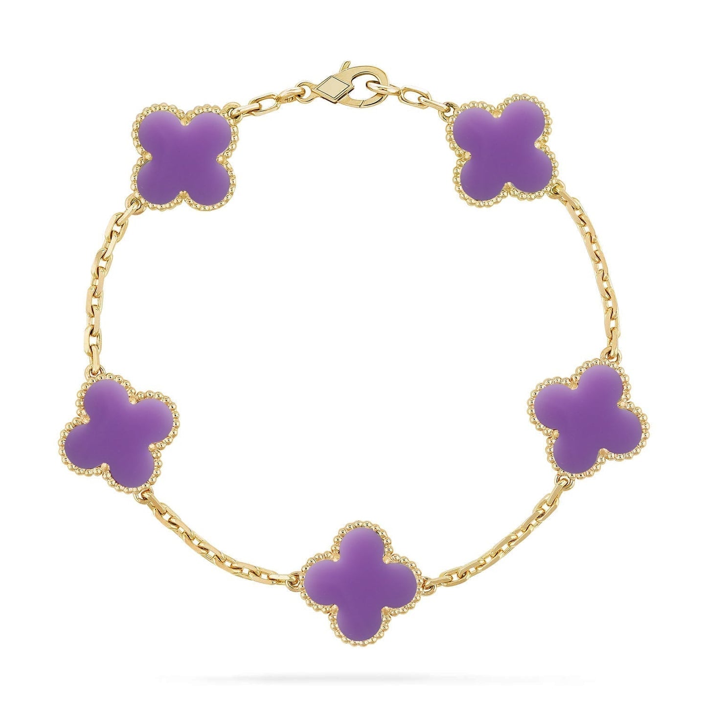 [Marin-Jewelry]クローバー 5モチーフ ライトパープル ブレスレット コレクション