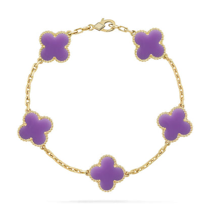[Marin-Jewelry]クローバー 5モチーフ ライトパープル ブレスレット コレクション