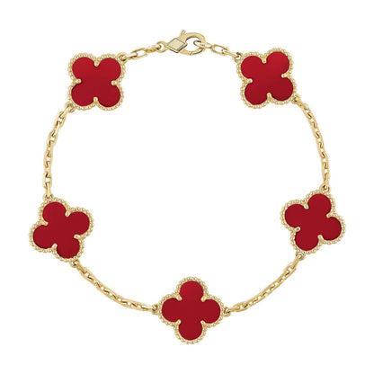 [Marin-Jewelry] CLOVER 5 MOTIF RED CORNELIAN BRACELET COLLECTION