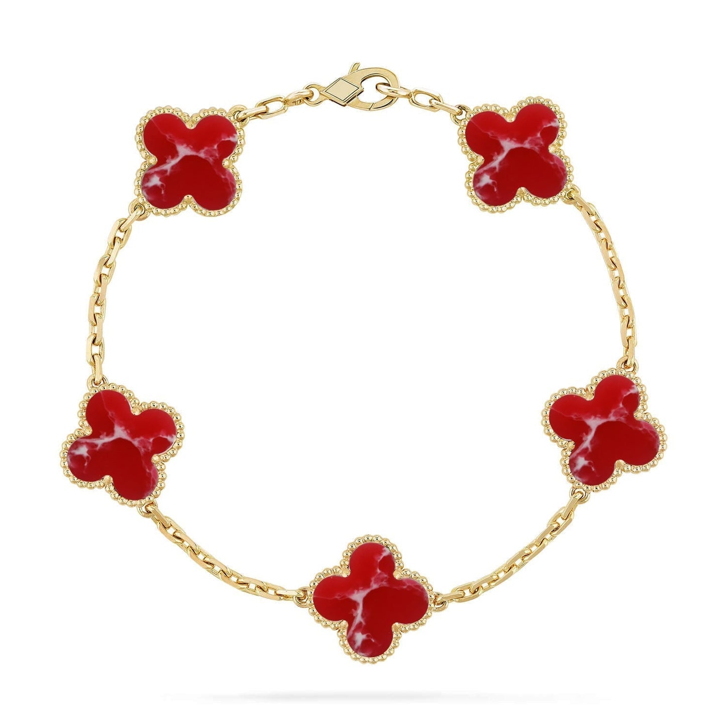 [Marin-Jewelry]クローバー 5 モチーフ レッドパターンブレスレットコレクション