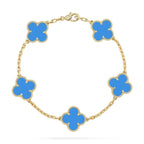 [⭐Shinejoy] COLLECTION DE BRACELETS AGATE BLEUE 5 MOTIFS CLOVER