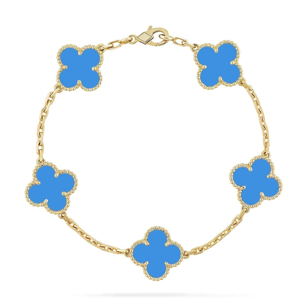 [Marin-Jewelry] クローバー5モチーフ ブルーアゲートブレスレットコレクション