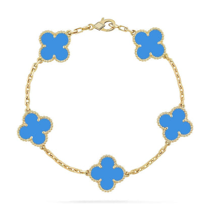 [Marin-Jewelry] クローバー5モチーフ ブルーアゲートブレスレットコレクション
