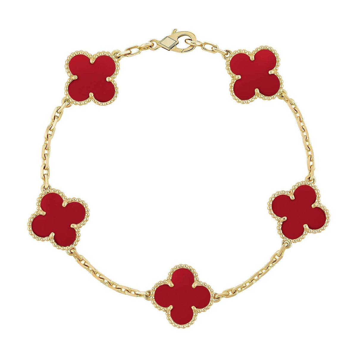 [Marin] CLOVER 5 MOTIF RED CORNELIAN BRACELET COLLECTION