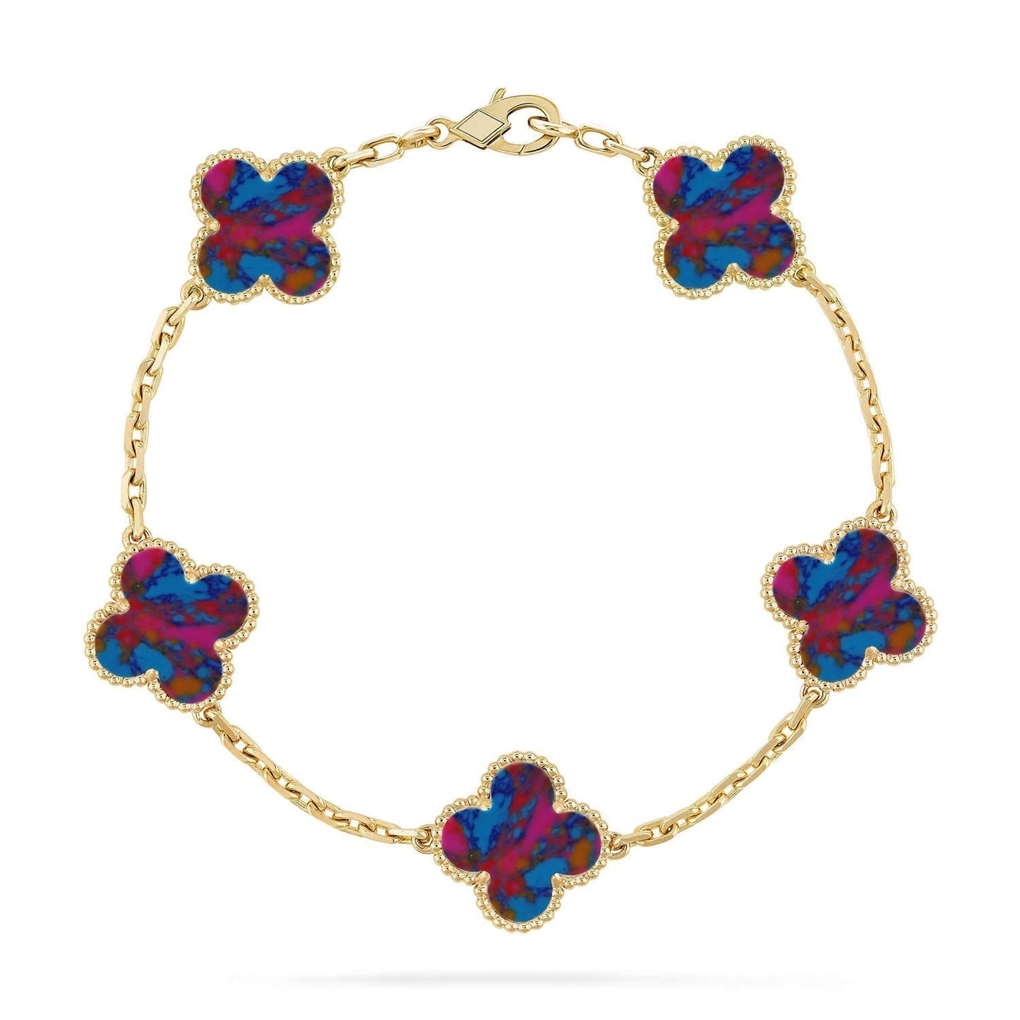 [Marin-Jewelry]CLOVER 5 MOTIF COLOR GEMSTONES BRACELET COLLECTION