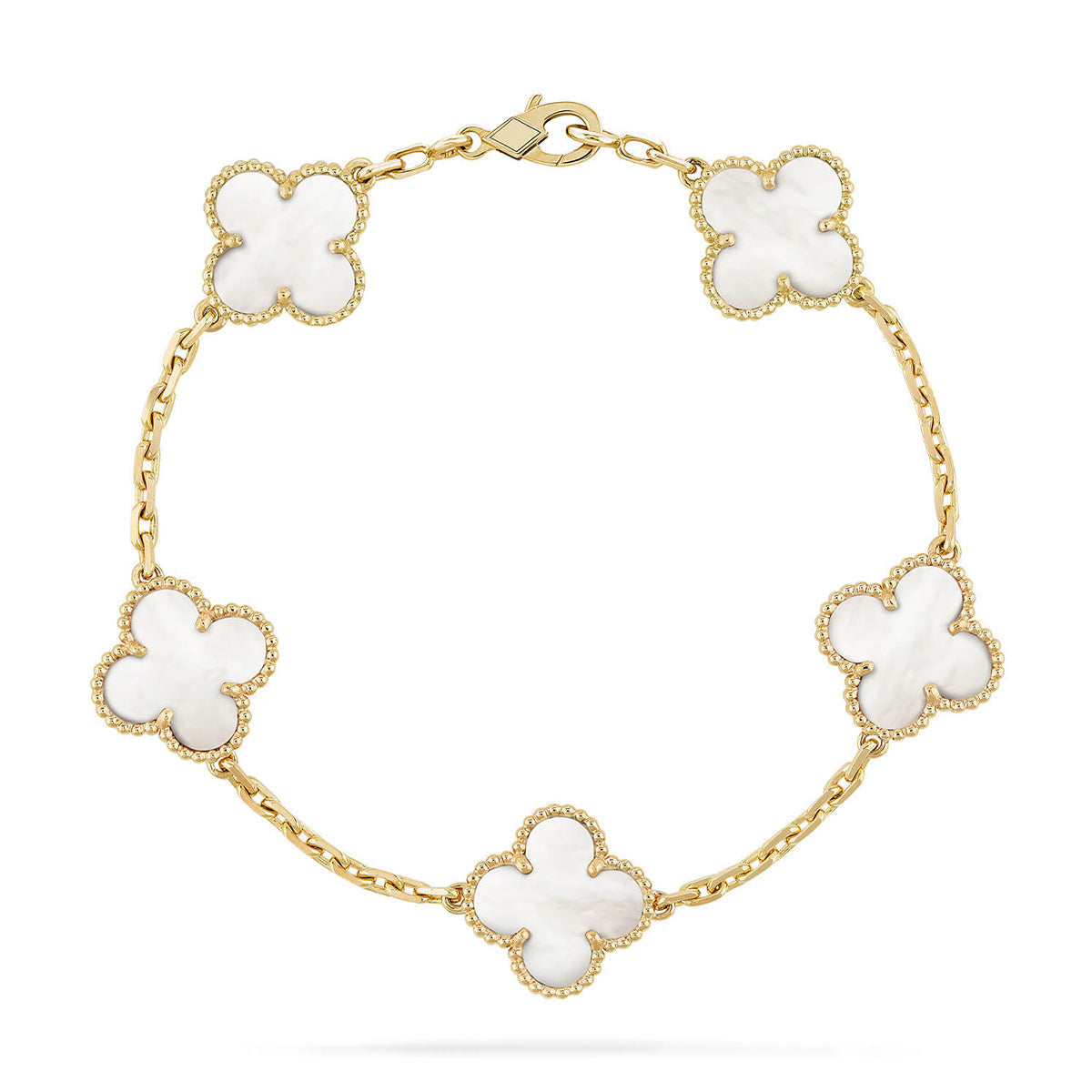 [Marin-Jewelry]CLOVER WHITE PEARL MOP 5 MOTIF BRACELET COLLECTION