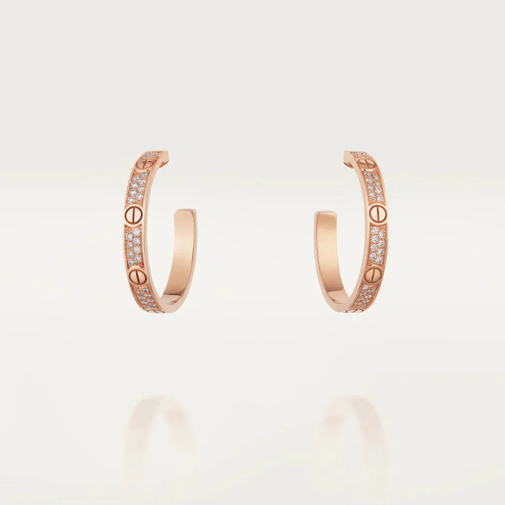 [Marin]LOVE DIAMOND PINK GOLD HOOP EARRINGS