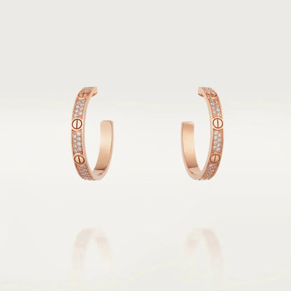 [Marin-Jewelry]LOVE DIAMOND PINK GOLD HOOP EARRINGS