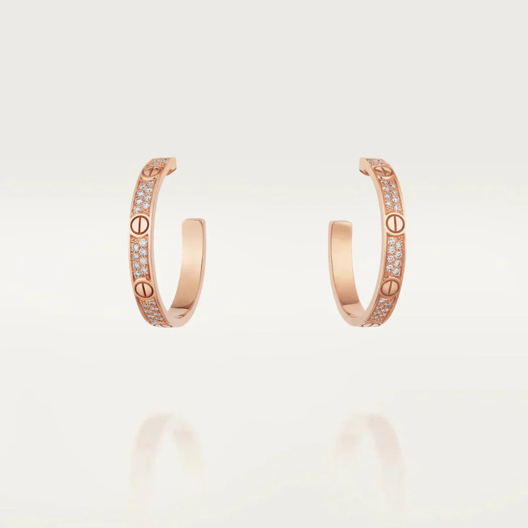 [Marin]LOVE DIAMOND PINK GOLD HOOP EARRINGS