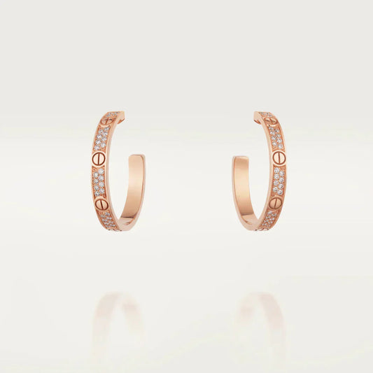 [Marin]LOVE DIAMOND PINK GOLD HOOP EARRINGS