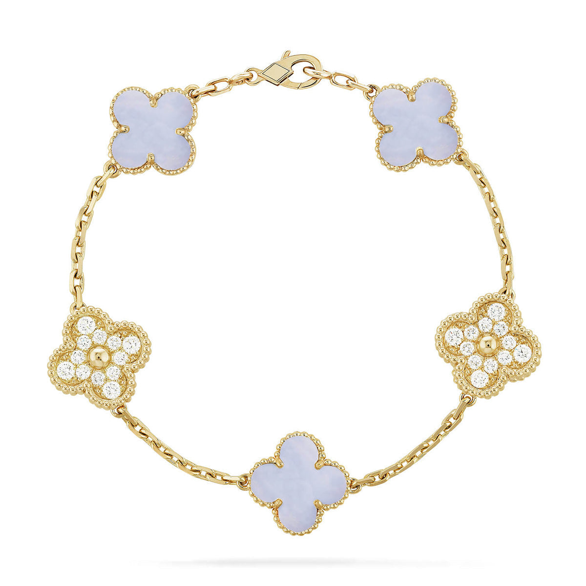 [Marin-Jewelry] クローバー 5モチーフ パープルカルセドニー ブレスレット コレクション