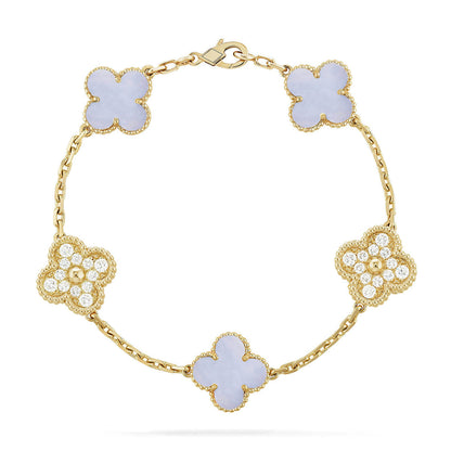 [Marin-Jewelry] クローバー 5モチーフ パープルカルセドニー ブレスレット コレクション