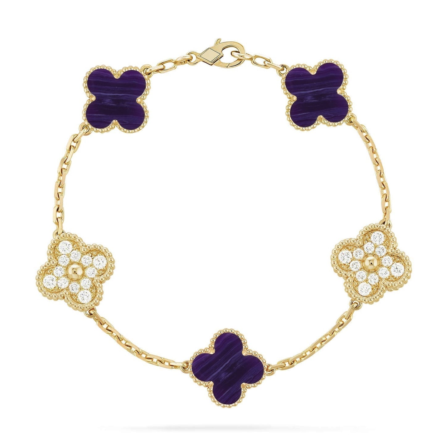 [Marin-Jewelry]クローバー5モチーフ パープルストライプス ブレスレットコレクション
