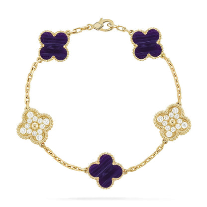 [Marin-Jewelry]クローバー5モチーフ パープルストライプス ブレスレットコレクション