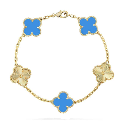 [Marin-Jewelry] クローバー5モチーフ ブルーアゲートブレスレットコレクション