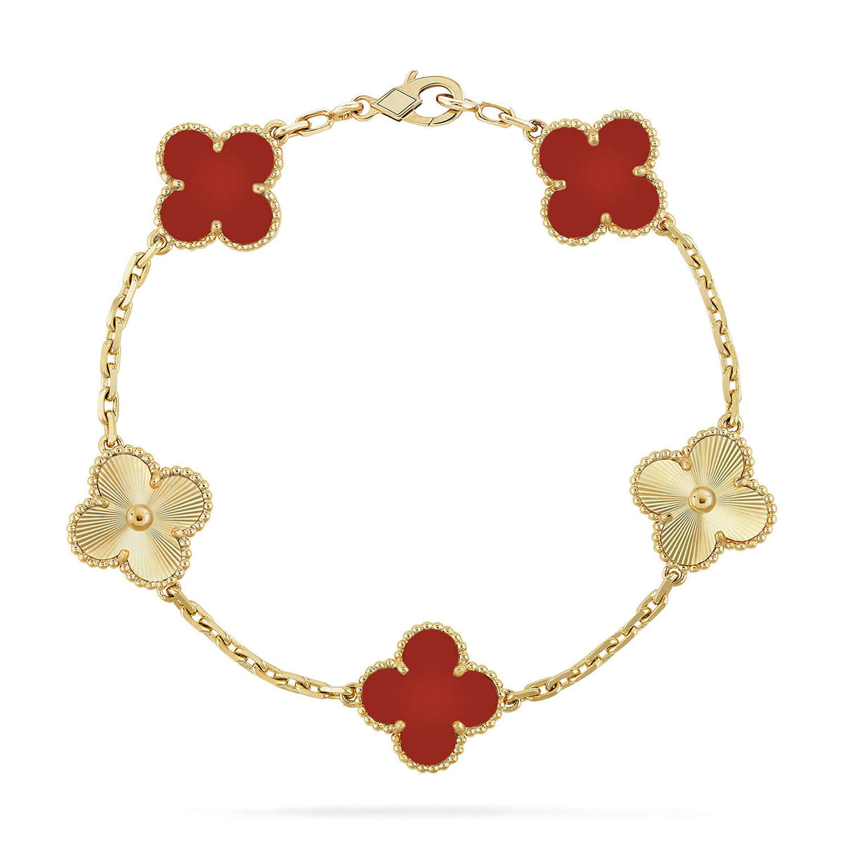 [Marin] CLOVER 5 MOTIF RED CORNELIAN BRACELET COLLECTION