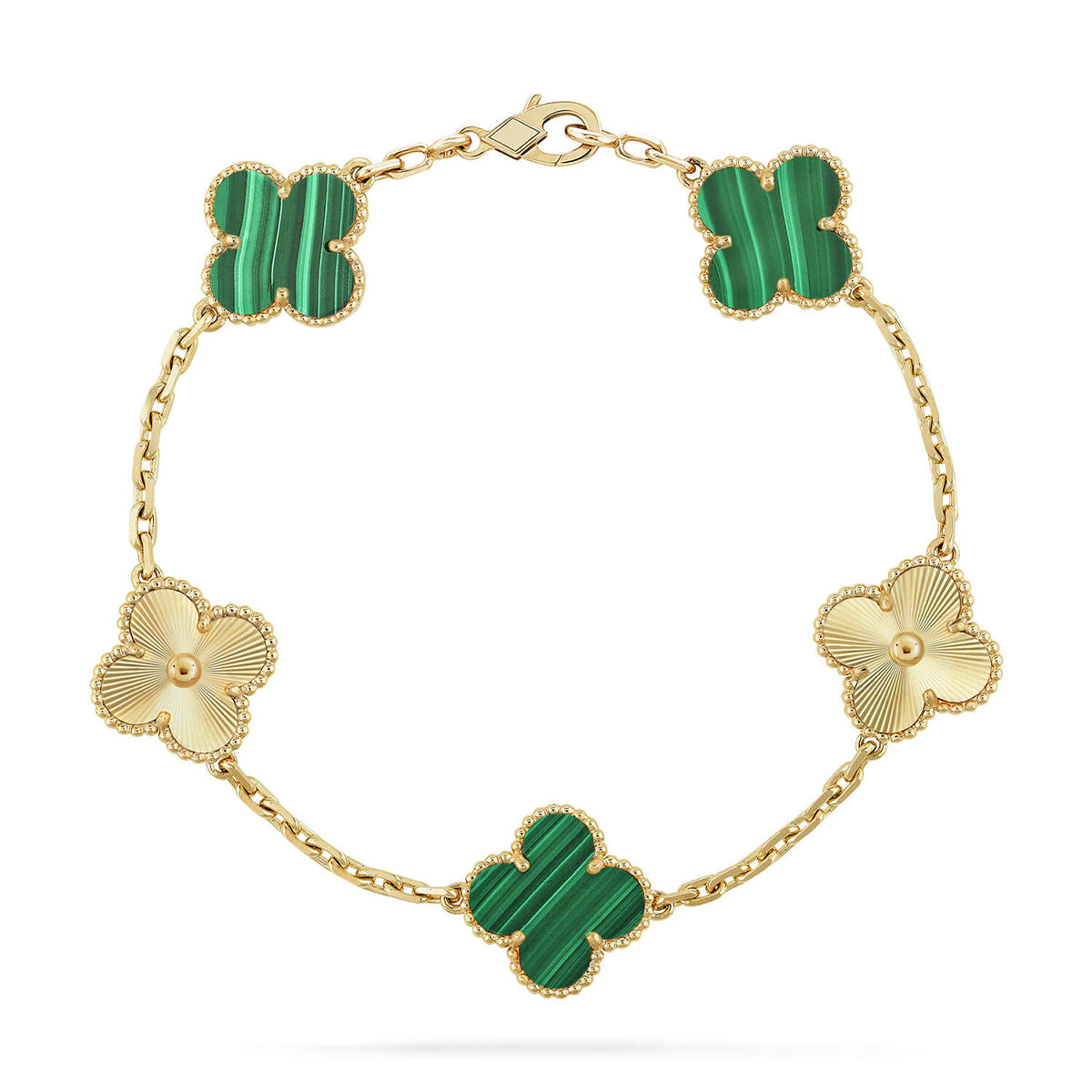 [Marin-Jewelry] CLOVER 5 MOTIF MALACHITE BRACELET COLLECTION