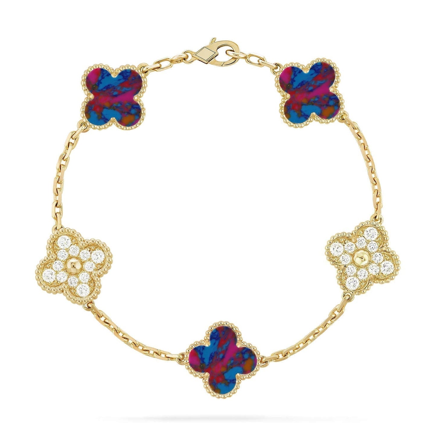 [Marin]CLOVER 5 MOTIF COLOR GEMSTONES BRACELET COLLECTION