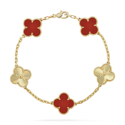 [Marin-Jewelry] CLOVER 5 MOTIF RED CORNELIAN BRACELET COLLECTION