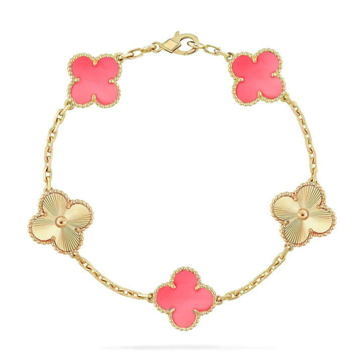 [Marin-Jewelry] クローバー5モチーフ ピンクマザーオブパール ブレスレットコレクション