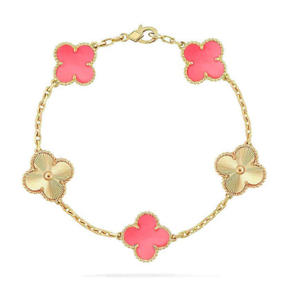 [Marin-Jewelry] クローバー5モチーフ ピンクマザーオブパール ブレスレットコレクション