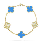 [⭐Shinejoy] COLLECTION DE BRACELETS AGATE BLEUE 5 MOTIFS CLOVER