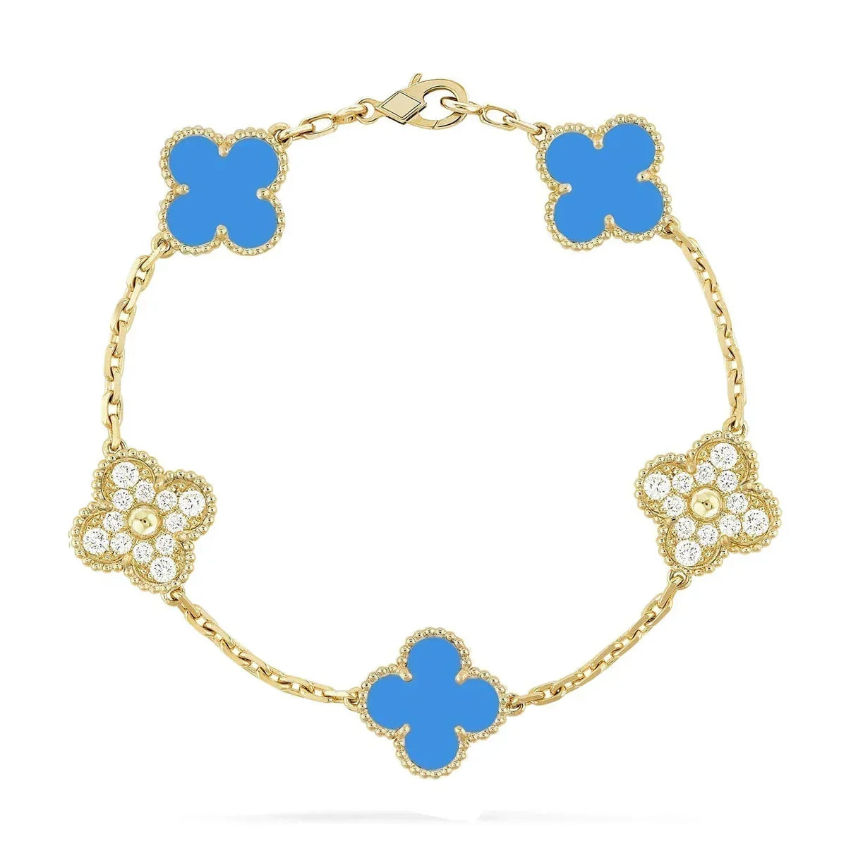 [⭐Shinejoy] COLLECTION DE BRACELETS AGATE BLEUE 5 MOTIFS CLOVER