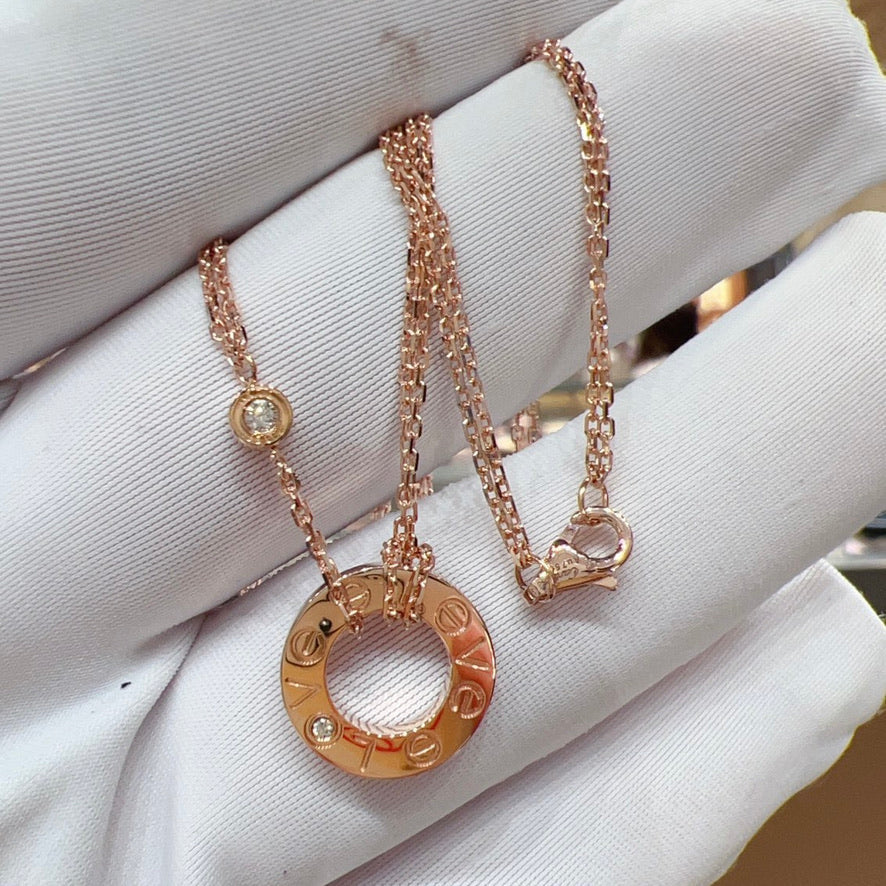 [Marin-Jewelry]LOVE NECKLACE 16MM 2 DIAMONDS