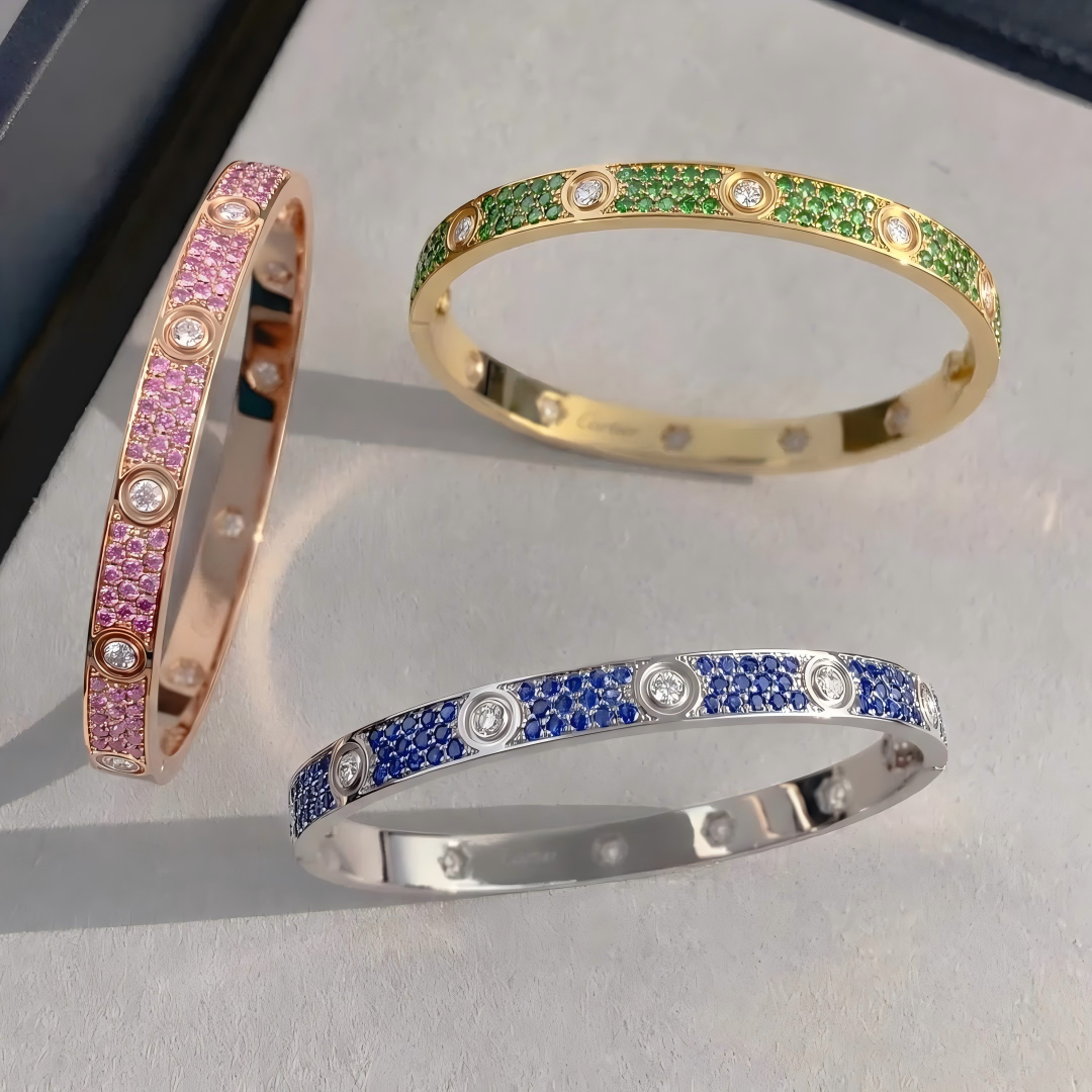 [Marin]2026 PAVE GEMSTONE LOVE BRACELET 6.1MM 10 DIAMONDS