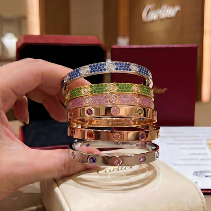 [Marin]2026 PAVE GEMSTONE LOVE BRACELET 6.1MM 10 DIAMONDS