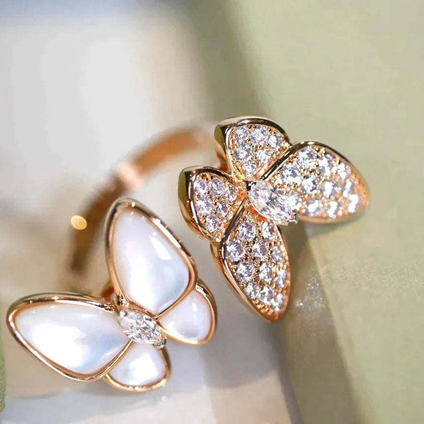 [Marin]TWIN BUTTERFLY DIAMOND MOP RING